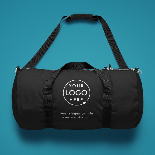 Business Logo Modern Stylish Trendy Black Duffle Bag (Creator Uploaded)