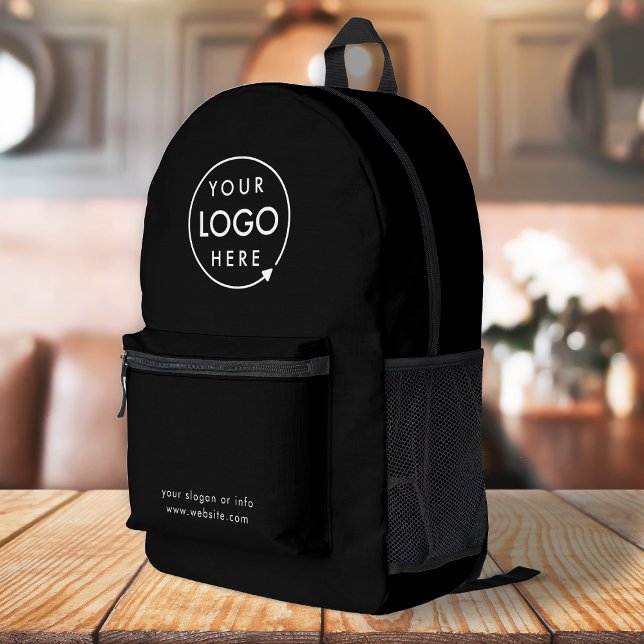 Business Logo Modern Stylish Trendy Black Printed Backpack (Creator Uploaded)