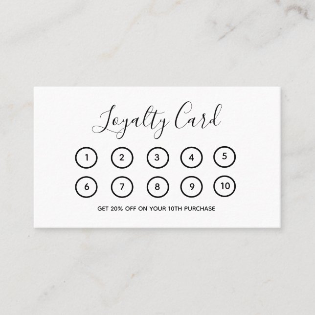 Business Logo Modern White Professional Company  Loyalty Card (Front)