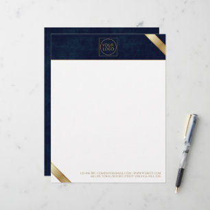 Business Logo Monogram Navy Leather Letterhead