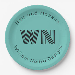 Business Logo Monogram Paper Plate – Custom Text 