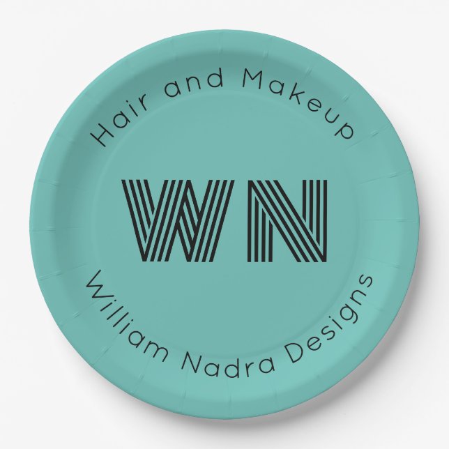 Business Logo Monogram Paper Plate – Custom Text  (Front)