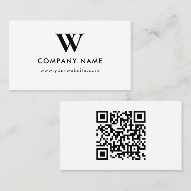 Business Logo Monogram Scannable Website Business Card (Front/Back)
