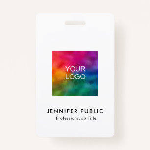 Business Logo Name And Title QR Code Template ID Badge