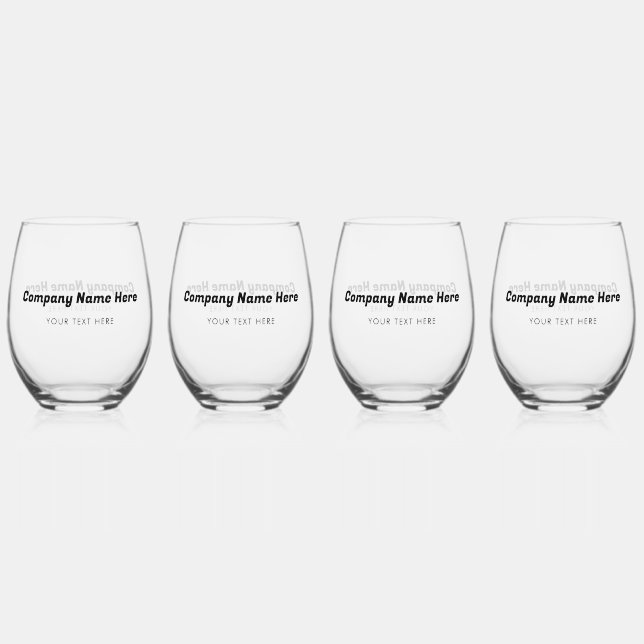 Business Logo Name Company Promotional Corporate Stemless Wine Glass (Front)