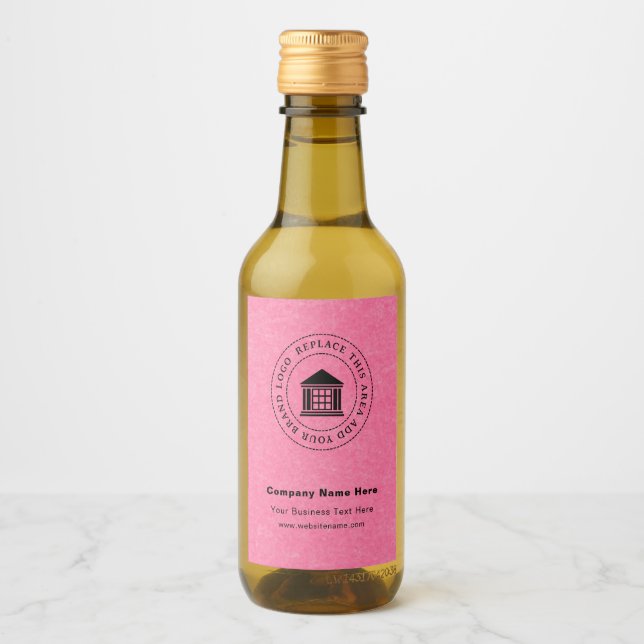 Business Logo Name Custom Mini Wine Bottle Label (Front)