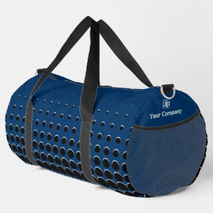 Business Logo Name Halftone Blue Black Duffle Bag