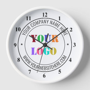 Business Logo Name Info Company Personalized Clock