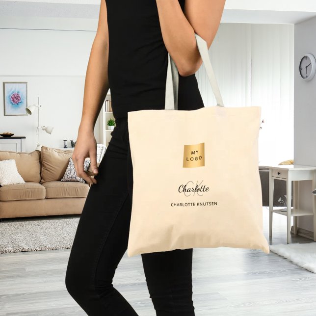 Business logo name monogram tote bag (Creator Uploaded)