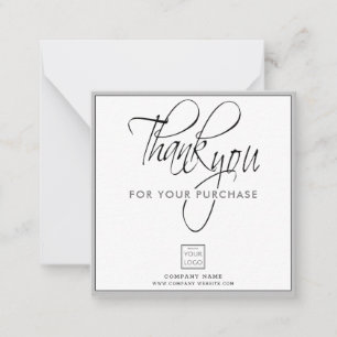 Business Logo Name Silver Thank You For Purchase   Card