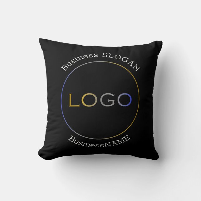 Business Logo Name Slogan Professional Black Cushion (Front)