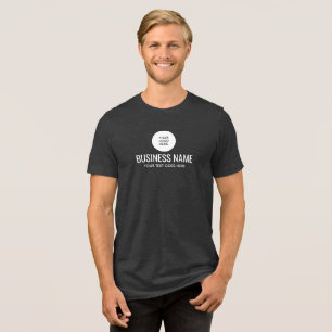 Business Logo & Name Template Mens Charcoal Black Tri-Blend Shirt