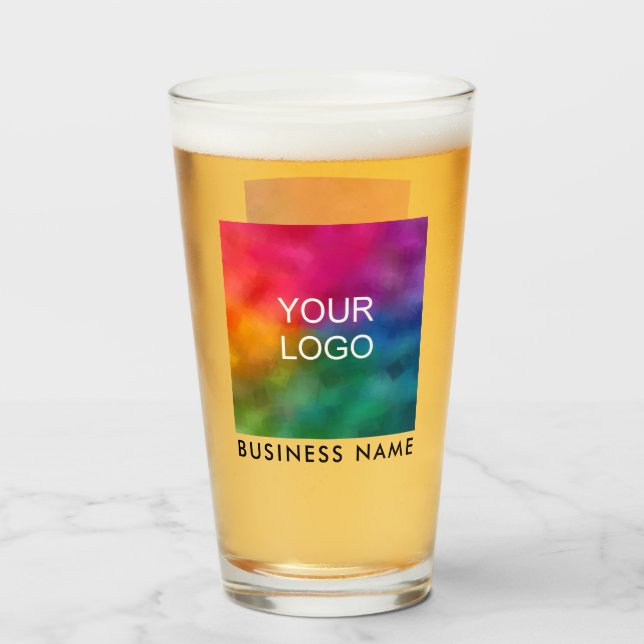 Business Logo Name Text Custom Template Glass (Front Filled)