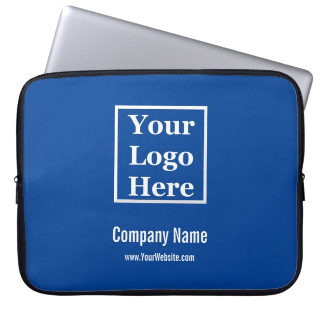 Business Logo Name Website Blue and White Template Laptop Sleeve (Front)