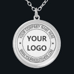 Business Logo Name Website Silver Plated Necklace<br><div class="desc">Custom Colours and Font - Your Logo or Photo Name Website or Custom Text Promotional Business or Personal Modern Stamp Design Necklace / Gift - Add Your Logo - Image - Photo or QR Code / Name - Company / Website or other Information / text - Resize and move or...</div>