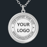 Business Logo Name Website Silver Plated Necklace<br><div class="desc">Custom Colours and Font - Your Logo or Photo Name Website or Custom Text Promotional Business or Personal Modern Stamp Design Necklace / Gift - Add Your Logo - Image - Photo or QR Code / Name - Company / Website or other Information / text - Resize and move or...</div>