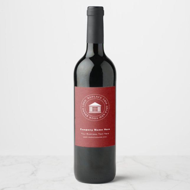 Business Logo | Name | Website | Slogan Custom  Wine Label (Front)