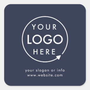 Business Logo   Navy Blue Corporate Professional Square Sticker