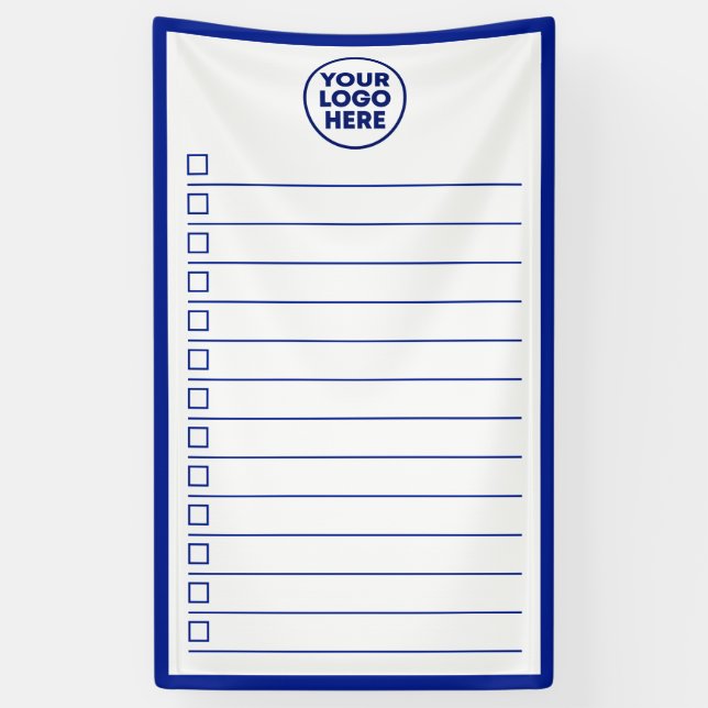 Business Logo Navy Blue Dry Erase To Do List Banner (Vertical)