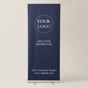 Business Logo Navy Blue Modern Retractable Banner
