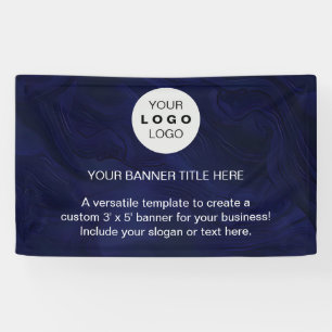 Business Logo Navy Blue Professional 5’ Banner