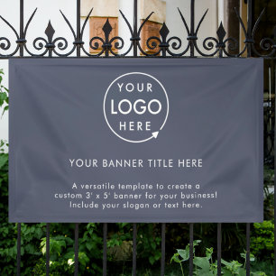 Business Logo Navy Blue Professional 5' Banner