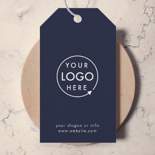 Business Logo Navy Blue Professional Branded Gift Tags