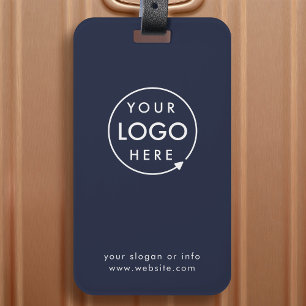Business Logo   Navy Blue Promotional Travel Luggage Tag
