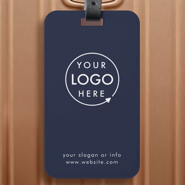 Business Logo | Navy Blue Promotional Travel Luggage Tag (Creator Uploaded)
