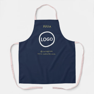 Business Logo Navy Employee Staff Name Apron