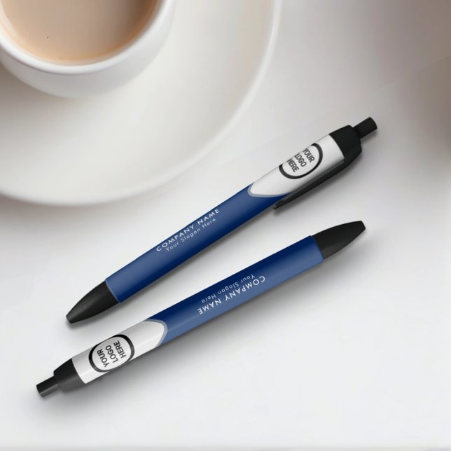 Business Logo Navy Executive Corporate Pen (Navy Blue Pens on Desk)