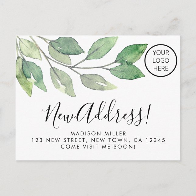 Business Logo New Address Moving Announcement Postcard (Front)