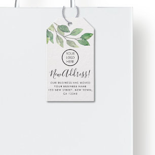 Business Logo New Address Watercolor Gift Tags