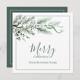 Business Logo Non Photo Unique Greenery Christmas Holiday Card