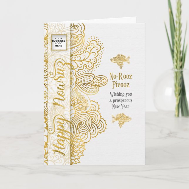 Business LOGO Nowruz Persian New Year Gold Look Card (Front)