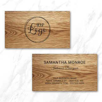 Business Logo Oak Wood Photo Card