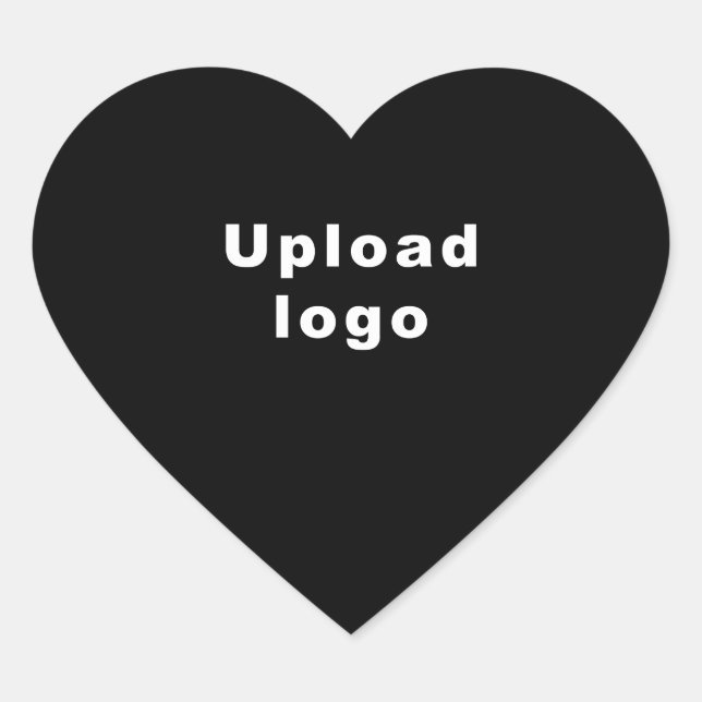 Business Logo on Black Heart Shape Sticker (Front)