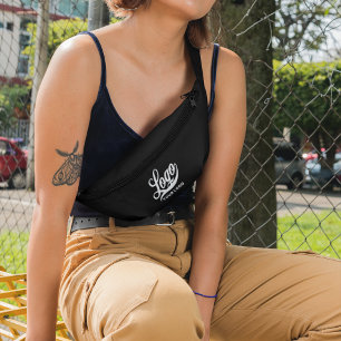 Business logo on Black, Promotion Crossbody Bum Bags