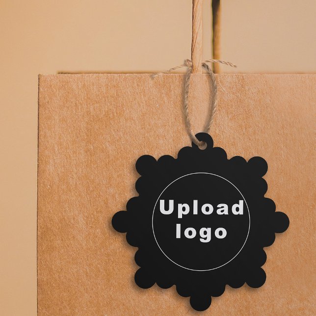 Business Logo on Black Snowflake Shape Paper Tree Decoration Card (Your business logo on black snowflake shape paper ornament.)
