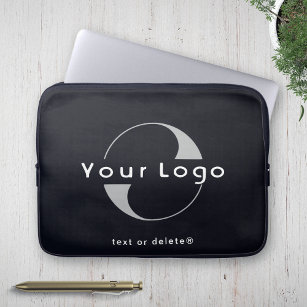Business logo on Black White, Clean brand Company  Laptop Sleeve