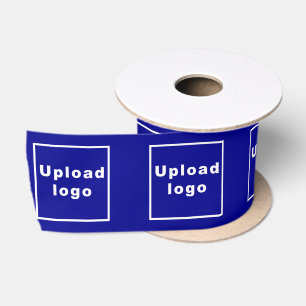 Business Logo on Blue Ribbon Satin Ribbon