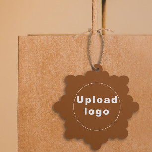 Business Logo on Brown Snowflake Shape Paper Tree Decoration Card