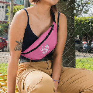 Business logo on Hot pink, Promotion Crossbody Bum Bags