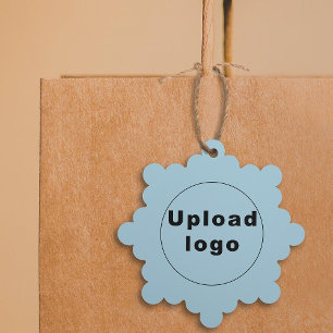 Business Logo on Light Blue Snowflake Shape Paper Tree Decoration Card