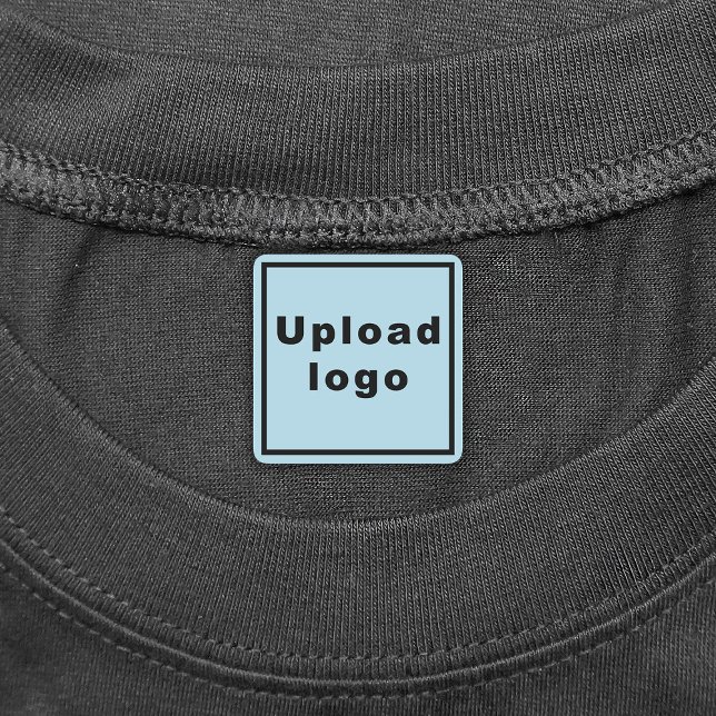Business Logo on Light Blue Square Iron On Label (Light blue square iron on label with your business logo)