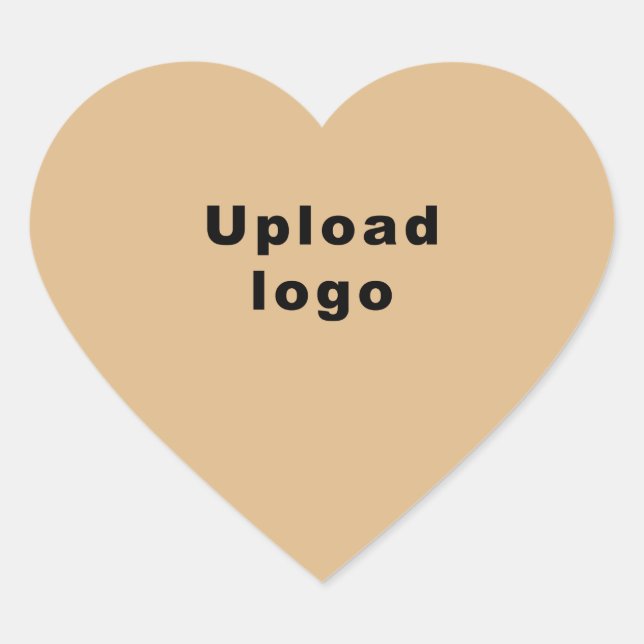 Business Logo on Light Brown Heart Shape Sticker (Front)
