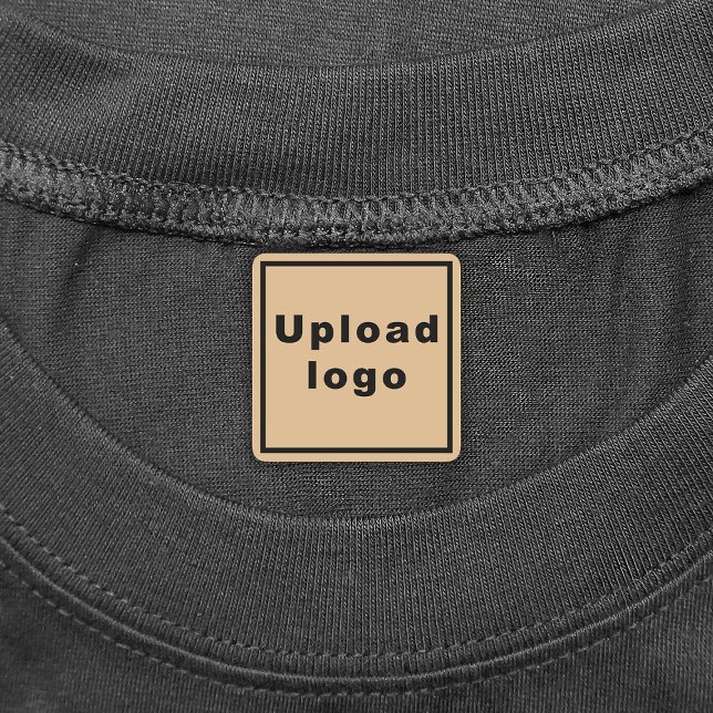 Business Logo on Light Brown Square Iron On Label (Light brown square iron on label with your business logo)
