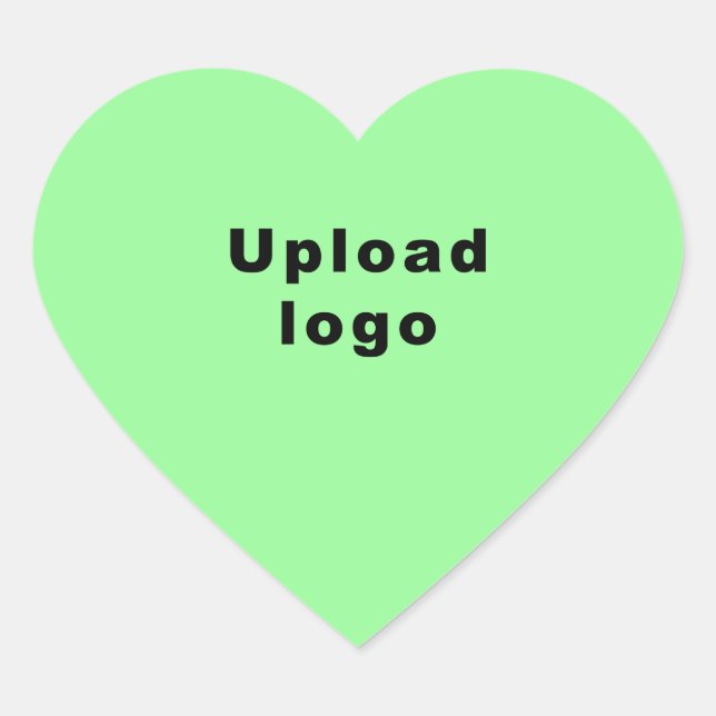Business Logo on Light Green Heart Shape Sticker (Front)