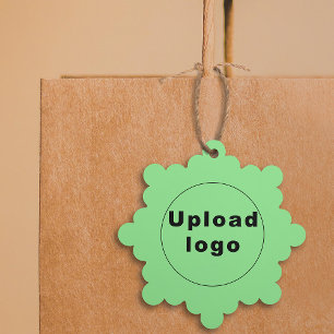 Business Logo on Light Green Snowflake Shape Paper Tree Decoration Card