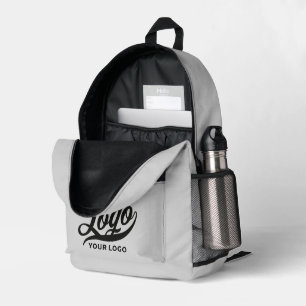 Business logo on Light grey, Company brand Custom Printed Backpack